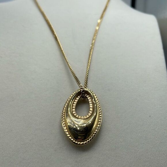 Boutique Jewelry - 34” long gold tone teardrop pendant necklace